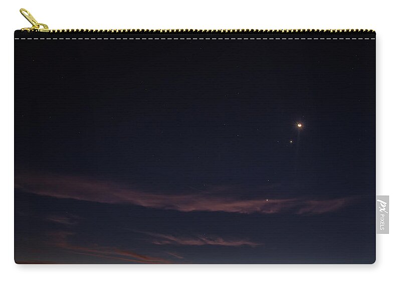 Moon Zip Pouch featuring the digital art The Moon and the Planets at Sunrise by John Haldane