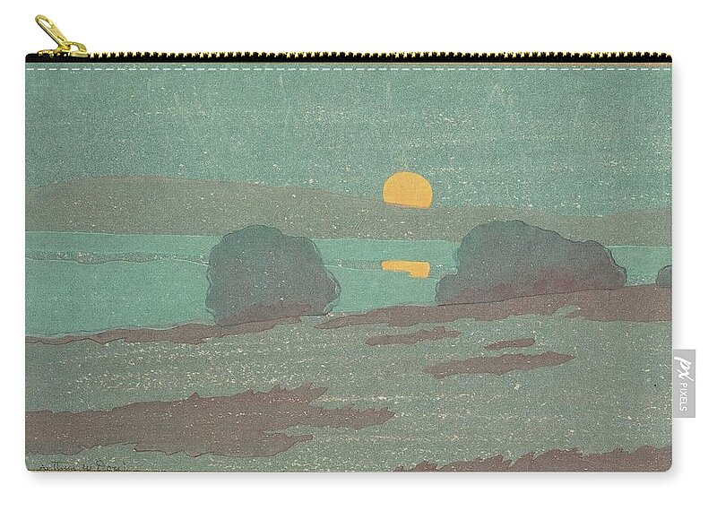 Arthur Wesley Dow 1857 - 1922 The Moon Over The Hill Carry-all Pouch featuring the painting The Moon Over The Hill by Arthur Wesley