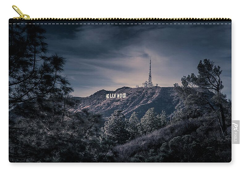 Hollywood Sign Zip Pouch featuring the photograph The Mount Hollywood Icon by Gene Parks