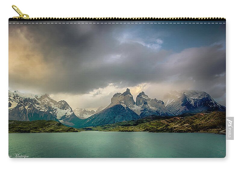 Mountains Zip Pouch featuring the photograph The Mountains on the Lake by Andrew Matwijec
