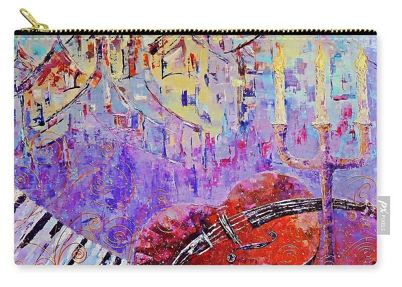 Music Zip Pouch featuring the painting The Music of the Silence by Amalia Suruceanu