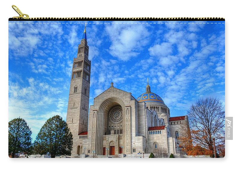 National Shrine Zip Pouch featuring the photograph The National Shrine by Ronda Ryan