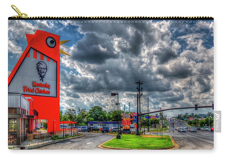 Reid Callaway The Big Chicken Zip Pouch featuring the photograph The New Big Chicken 2 Hwy 41 Cobb Parkway Art by Reid Callaway
