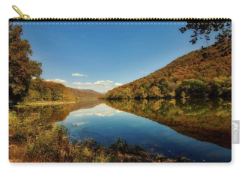 New River Zip Pouch featuring the photograph The New River in Autumn by Mountain Dreams