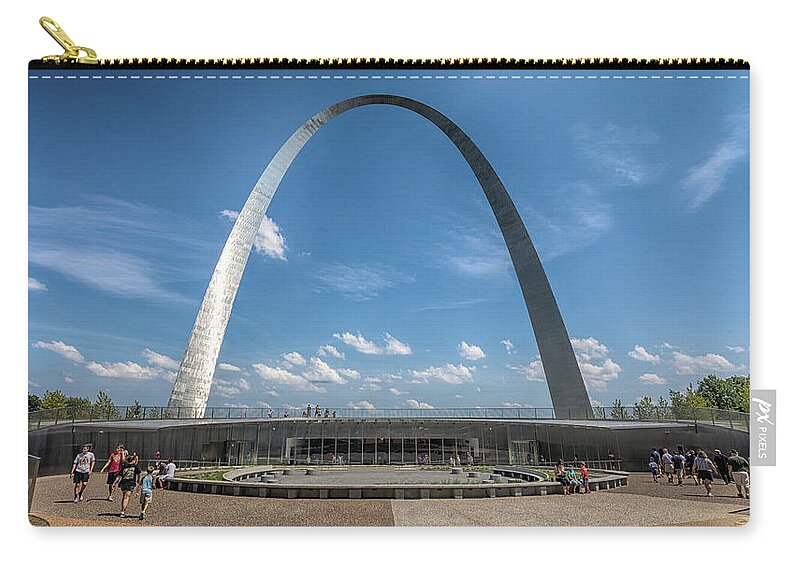 St Louis Arch Zip Pouch featuring the photograph The New St. Louis Arch Entry by Susan Rissi Tregoning