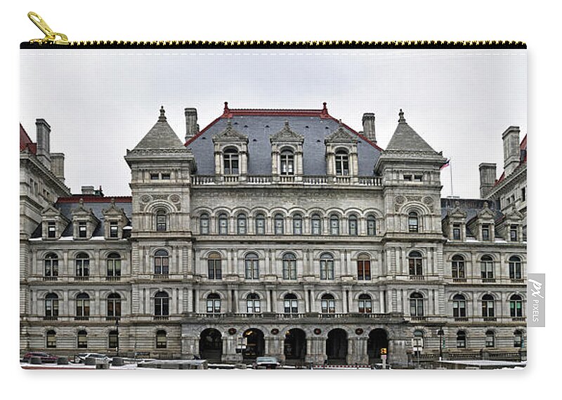 the New York State Capitol Zip Pouch featuring the photograph The New York State Capitol in Albany New York by Brendan Reals
