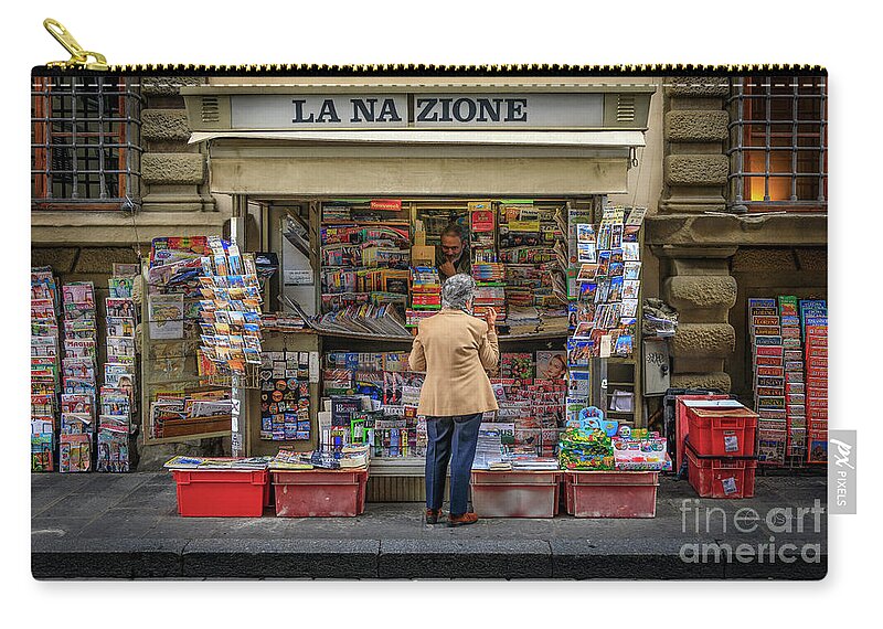 Italy Zip Pouch featuring the photograph The News Zone by Craig J Satterlee