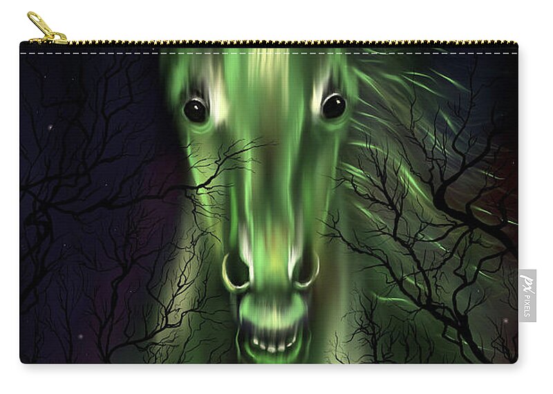 Horse Zip Pouch featuring the digital art The Night Mare by Norman Klein