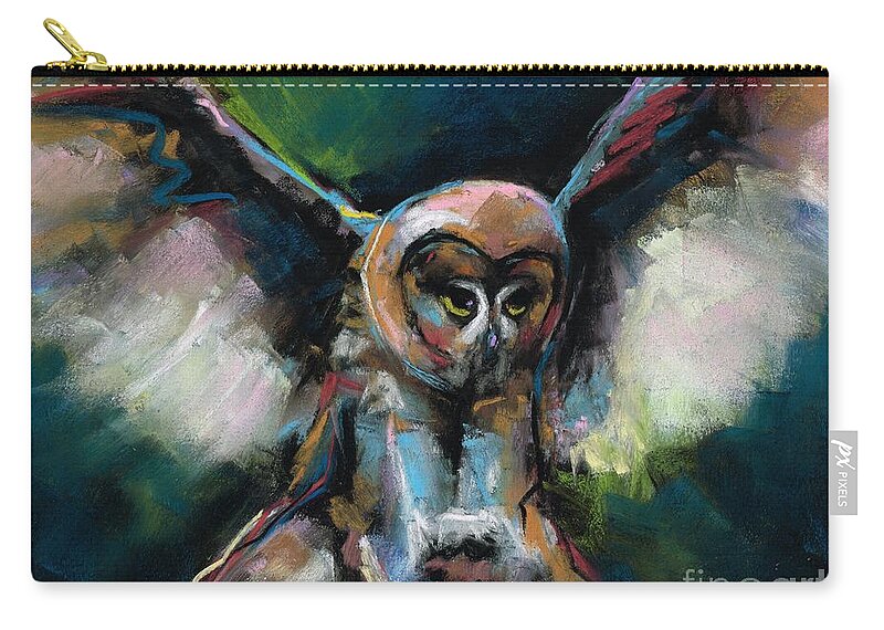 Owls Zip Pouch featuring the painting The Night Owl by Frances Marino