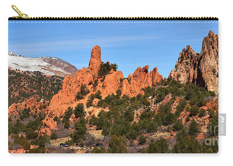 Garden Of The Gods High Point Zip Pouch featuring the photograph The High Point View by Adam Jewell