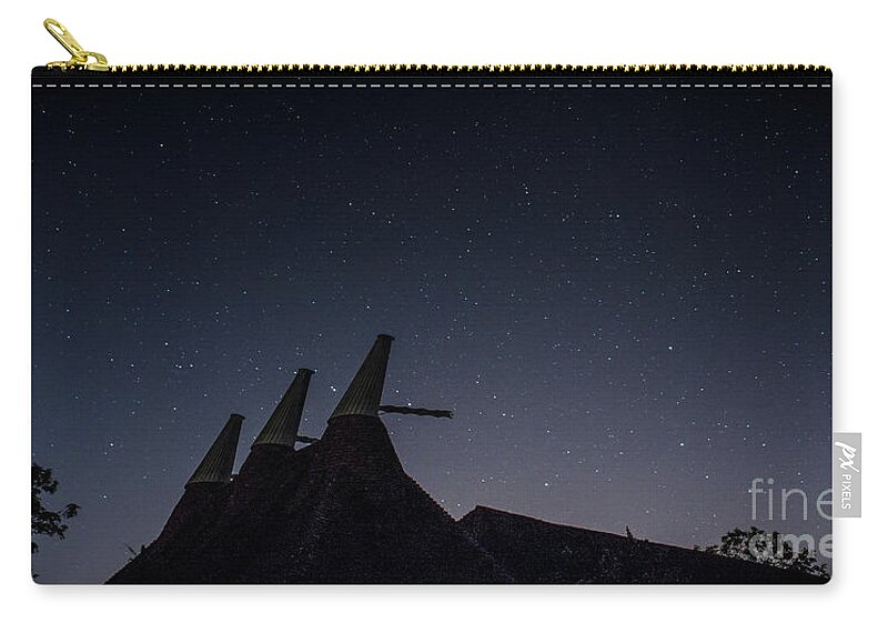 Astro Zip Pouch featuring the photograph The Night Sky, Great Dixter Oast and Barn by Perry Rodriguez