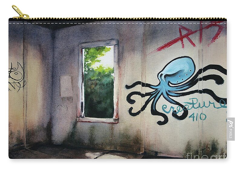 Painting Zip Pouch featuring the painting The Octopus's Garden by Glenyse Henschel
