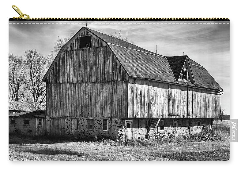 Monochrome Carry-all Pouch featuring the photograph The Old Barn by John Roach