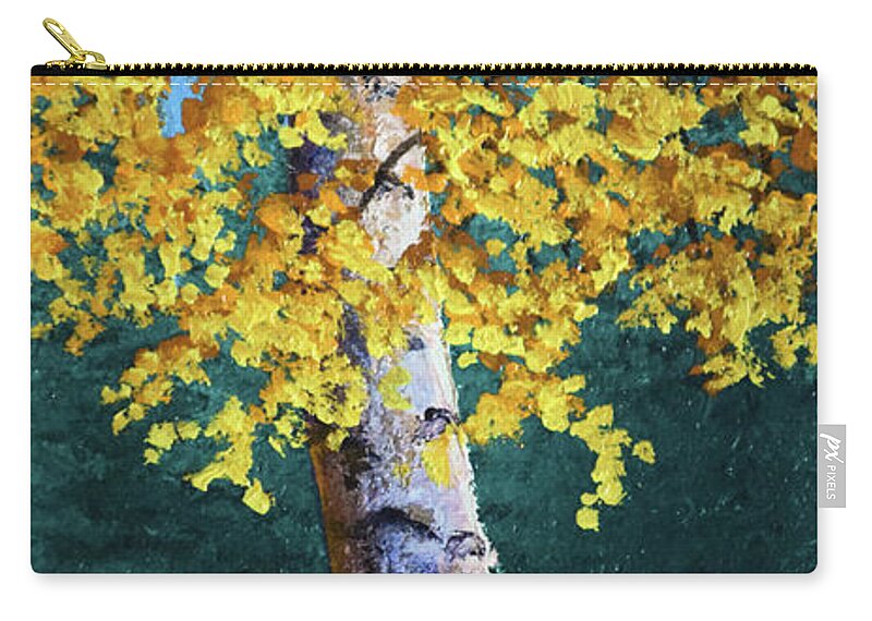 Birches Zip Pouch featuring the painting The Old Birch by Frank Wilson