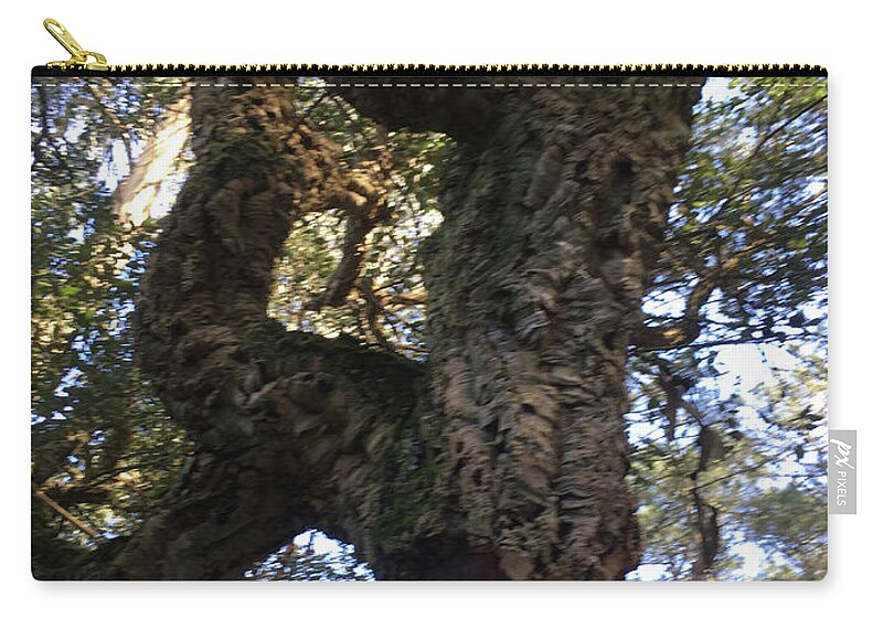 Cork Tree Zip Pouch featuring the photograph The Old Cork Tree by Susan Grunin