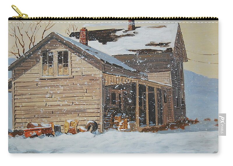Berkshire Hills Paintings Zip Pouch featuring the painting the Old Farm House by Len Stomski