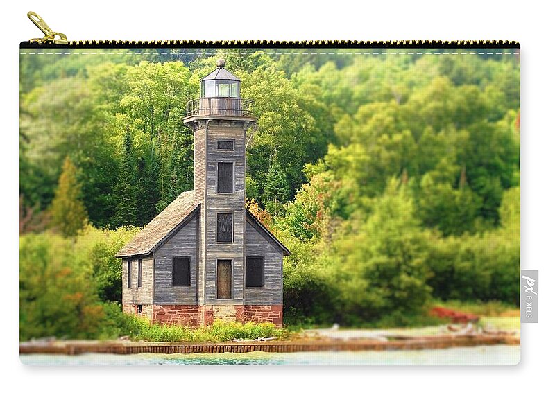 Grand Island Lighthouse Zip Pouch featuring the photograph The Old Light by Daniel Thompson