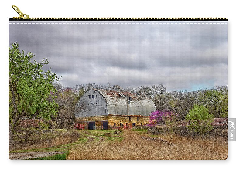 Barn Zip Pouch featuring the photograph The Old Rock Barn by Jolynn Reed