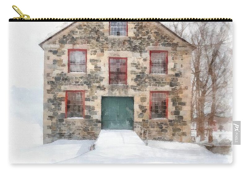 Shaker Zip Pouch featuring the photograph The Old Stone Barn Enfield New Hampshire by Edward Fielding