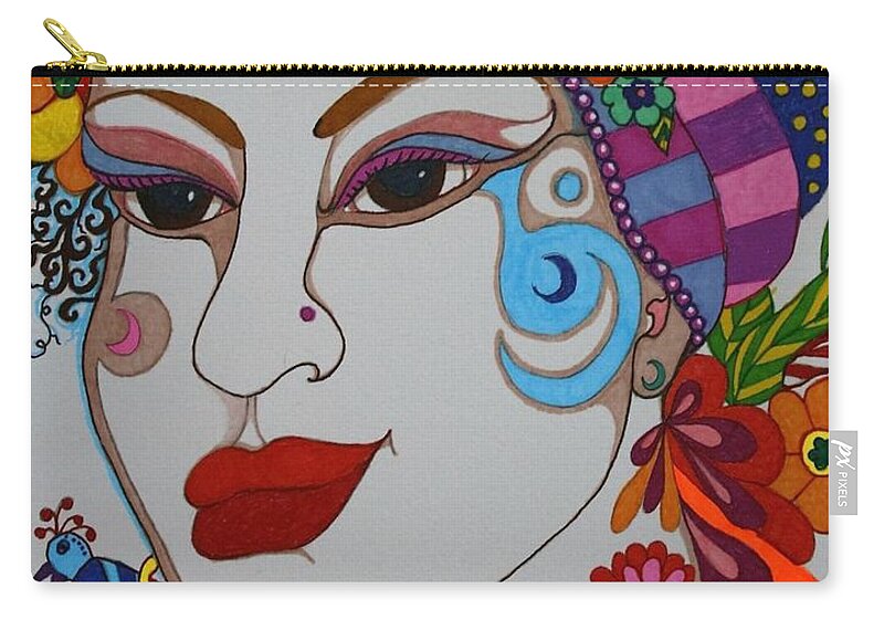 Females Zip Pouch featuring the drawing The Opera Singer by Alison Caltrider