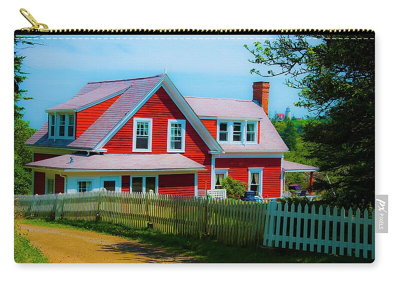 Red Zip Pouch featuring the photograph The Other Red House Monhegan by Jeff Cooper