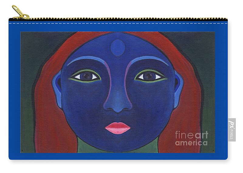 Feminine Face Zip Pouch featuring the digital art The Other Side - Full Face 1 by Helena Tiainen