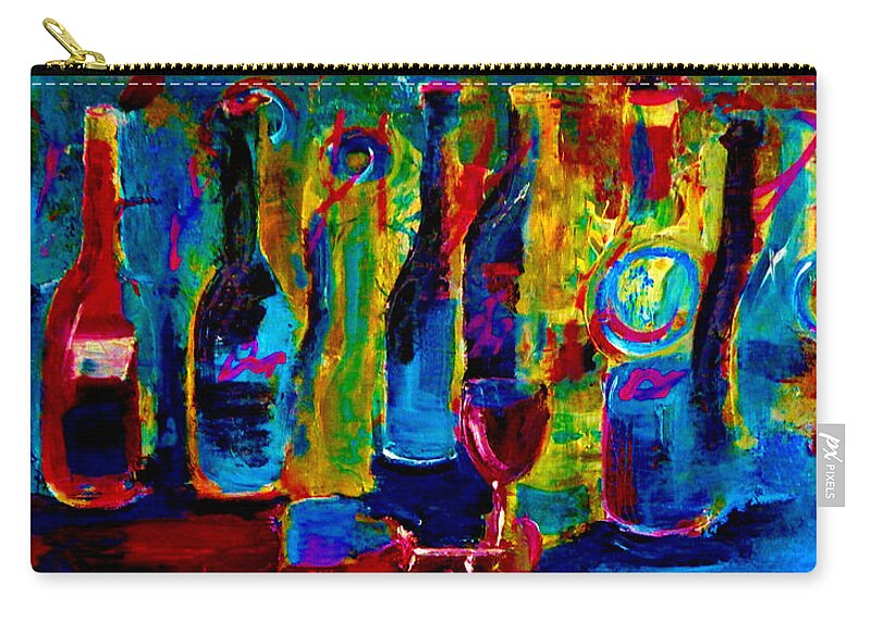 Bottles Zip Pouch featuring the painting The Party Has Just Begun by Lisa Kaiser