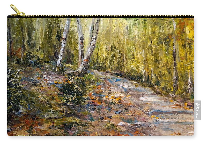 Trees Zip Pouch featuring the painting The Path by Alan Lakin