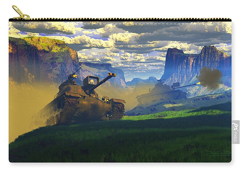 Dieter Carlton Zip Pouch featuring the painting The Patton Effect by Dieter Carlton