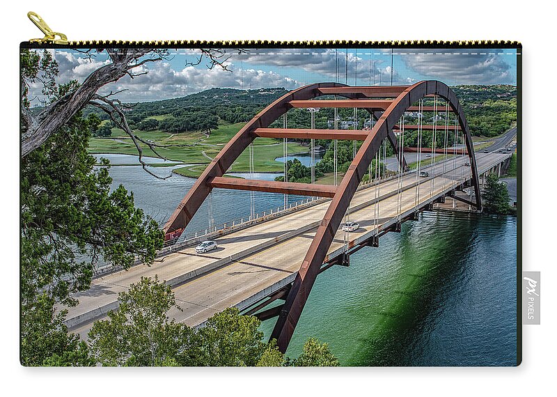 Austin Zip Pouch featuring the photograph The Pennybacker Bridge by G Lamar Yancy