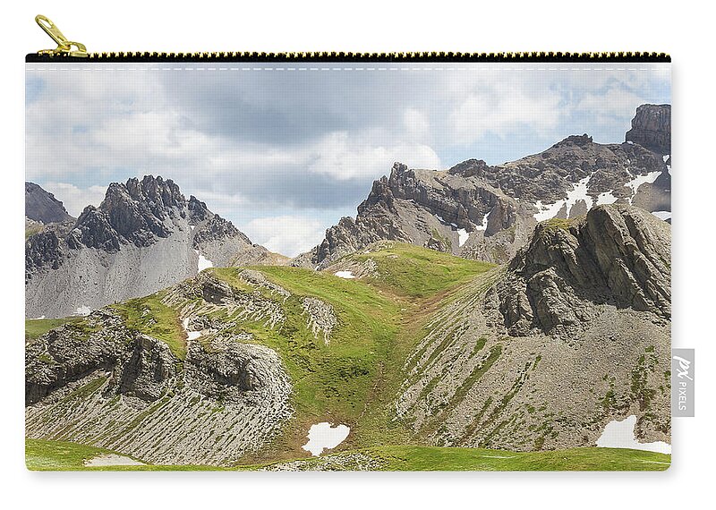 Mountain Landscape Zip Pouch featuring the photograph The Peyron of Agnelil and the Mayt ridge - French Alps by Paul MAURICE