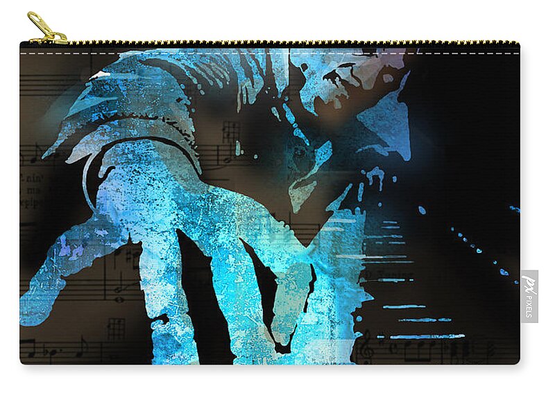 Blues Zip Pouch featuring the painting The Piano Man by Paul Sachtleben