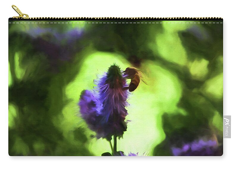 Honeybee Zip Pouch featuring the painting The Pollinator by Bonnie Bruno