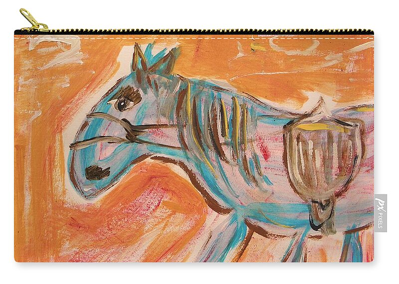 Horse Zip Pouch featuring the painting The Power Horse by Mary Carol Williams