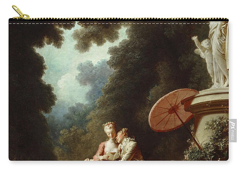 Jean-honore Fragonard Zip Pouch featuring the painting The Progress of Love. Love Letters by Jean-Honore Fragonard