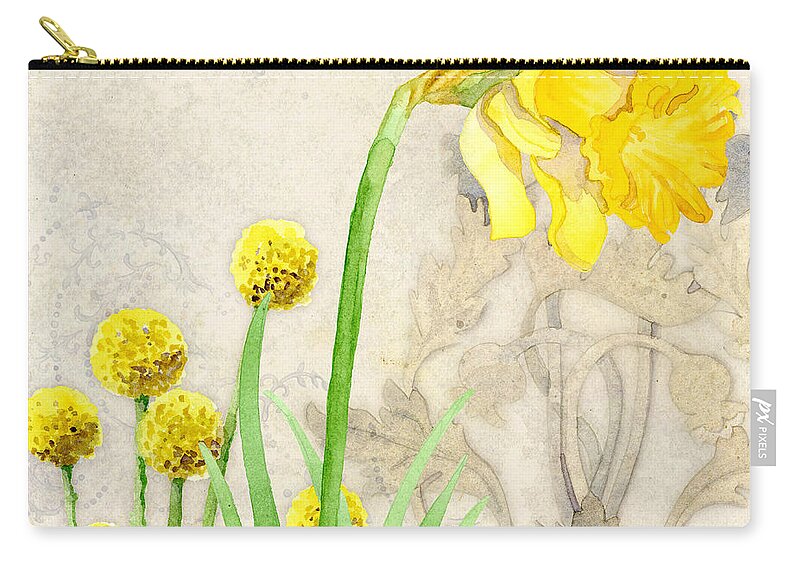 Daffodil Zip Pouch featuring the painting The Promise of Spring - Daffodil by Audrey Jeanne Roberts