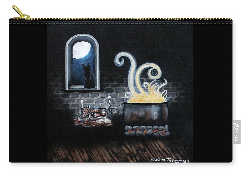 Halloween Zip Pouch featuring the painting The Spell by Melissa Toppenberg