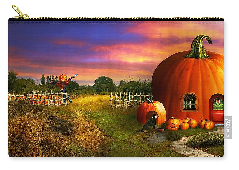 Challenge Zip Pouch featuring the photograph The pumpkin patch by Mike Savad