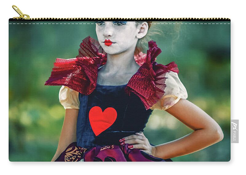 Art Zip Pouch featuring the photograph The Queen of Hearts Alice in Wonderland by Dimitar Hristov