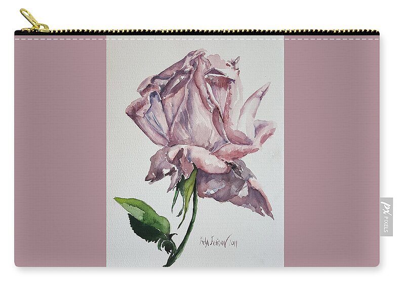 Leaves Zip Pouch featuring the painting Queen Rose by Rita Fetisov