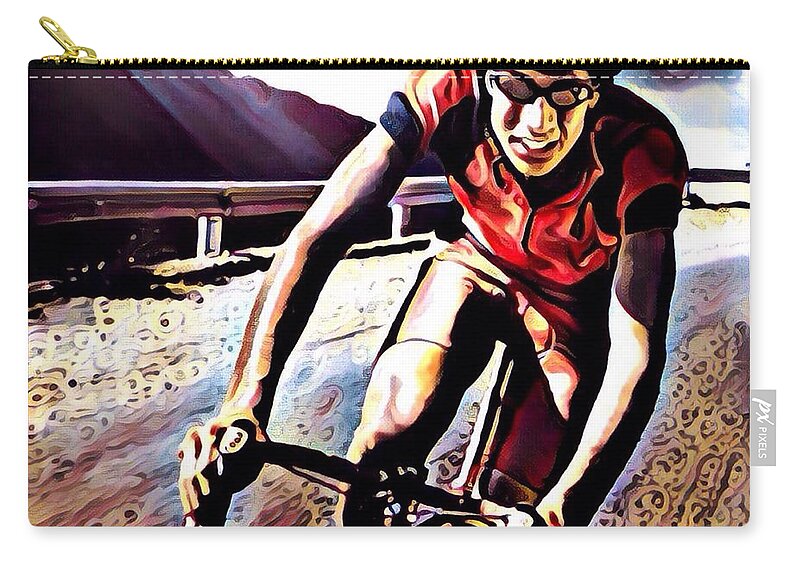 Racing Zip Pouch featuring the mixed media The Race by Maria Watt