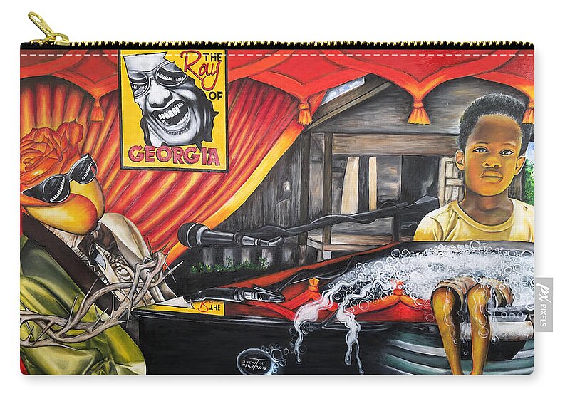 Addiction Zip Pouch featuring the painting The Ray of Georgia Unchained My Hands by O Yemi Tubi