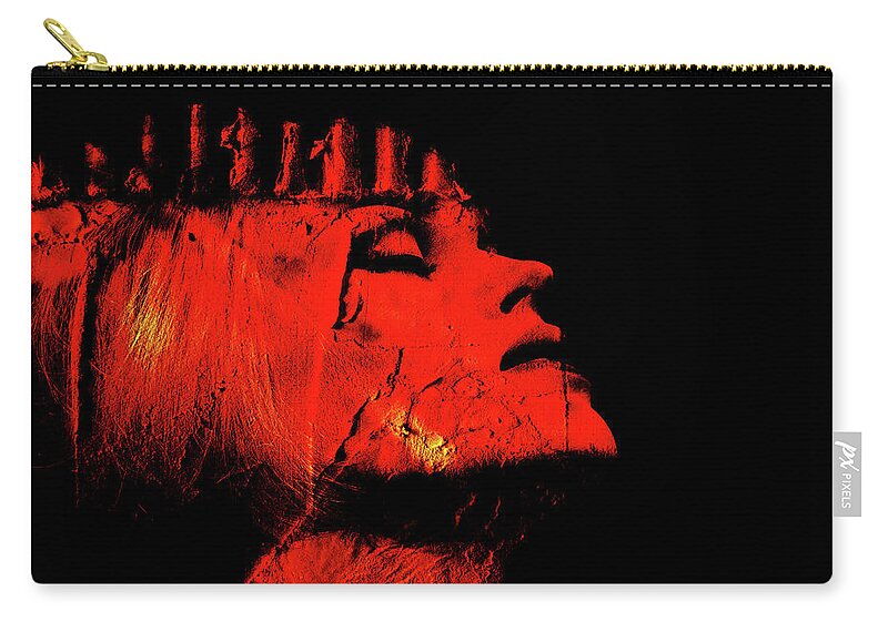 Crown Zip Pouch featuring the photograph The red face with the crown by Gabi Hampe