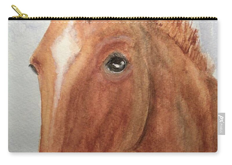 Horse Zip Pouch featuring the painting The Red Pony by Carol Grimes