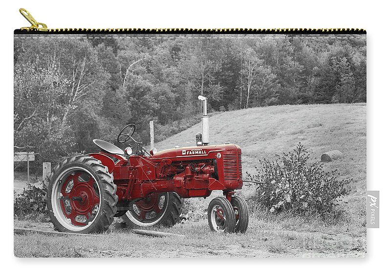 Tractor Zip Pouch featuring the photograph The Red Tractor by Aimelle Ml