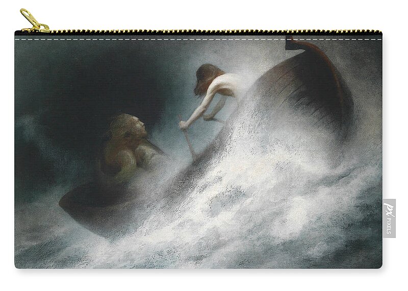 19th Century Art Zip Pouch featuring the painting The Rescue by Karl Wilhelm Diefenbach