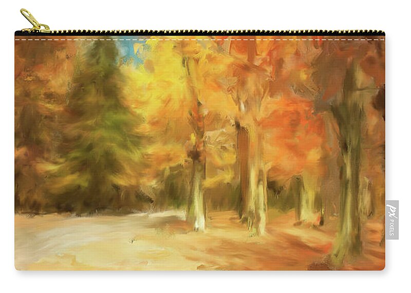 Autumn Zip Pouch featuring the digital art The Road Home by Lois Bryan