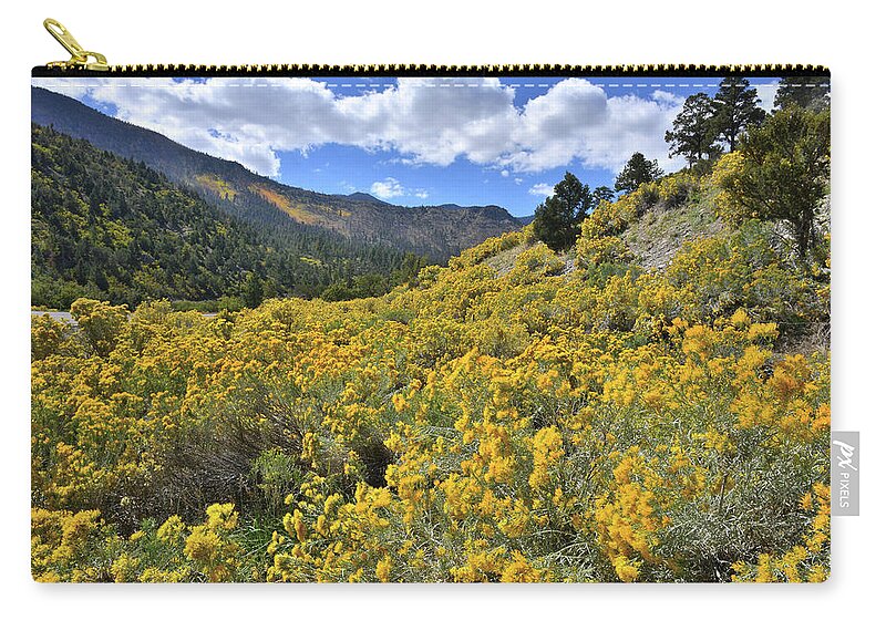 Nevada Zip Pouch featuring the photograph The Road to Mt. Charleston by Ray Mathis