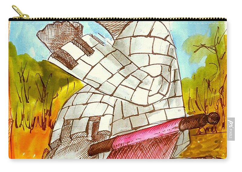 The Rook Zip Pouch featuring the painting Black Rook.The rook,the tower, marquess, rector, comes.History of chess map by Vali Irina Ciobanu