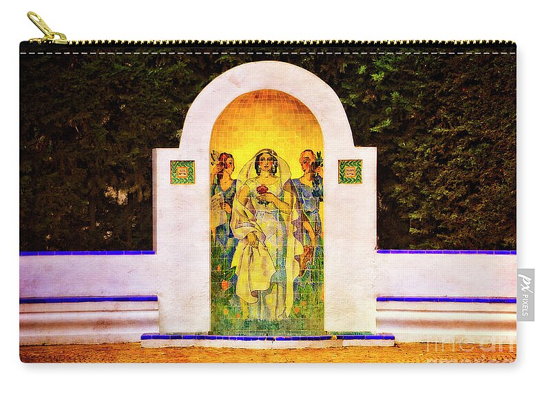 Plaza De Espana Zip Pouch featuring the photograph The Rose in the Garden - Seville by Mary Machare
